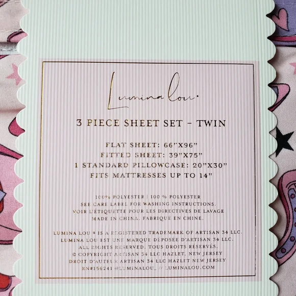 Pink Cowgirl 3-Piece Bed Sheet Set TWIN Coastal Cowgirl Western Girly - Picture 6 of 6